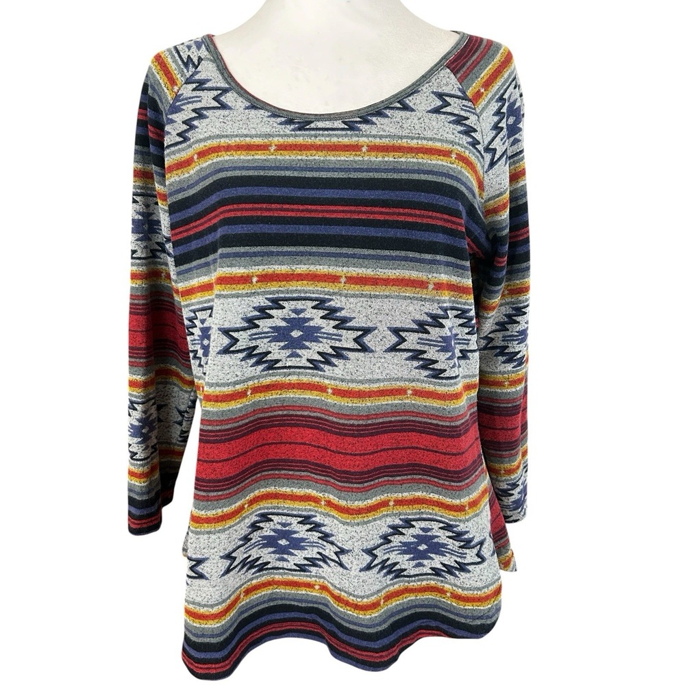 Parsley & Sage Aztec Print Long Sleeve Womans Jersey SZ L